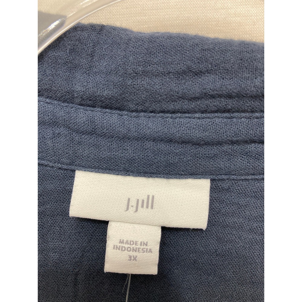 J. Jill Navy Button-Down Cotton Gauze Shirt - Picture 2 of 8
